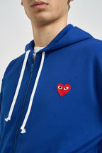 Felpa uomo con cappuccio e zip blu AXT172 NAVY COMME DES GARCON PLAY 