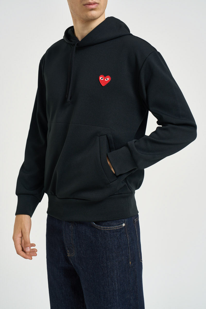 Felpa uomo con cappuccio nera AXT174 BLACK COMME DES GARCON PLAY 