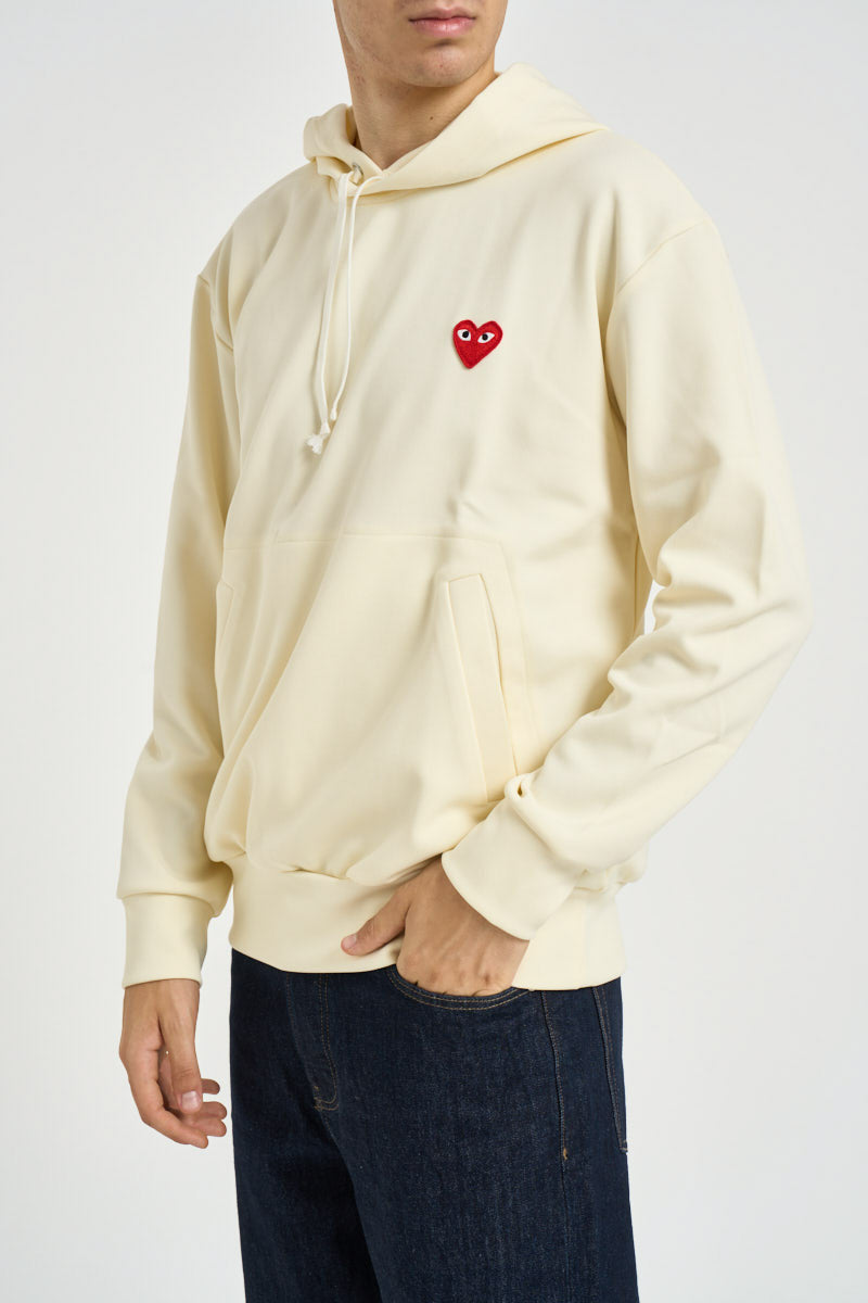Felpa uomo con cappuccio avorio AXT174 IVORY COMME DES GARCON PLAY 