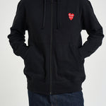 Felpa uomo con cappuccio e zip nera AXT294 BLACK COMME DES GARCON PLAY 