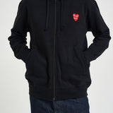 Felpa uomo con cappuccio e zip nera AXT294 BLACK COMME DES GARCON PLAY 