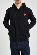 Felpa uomo con cappuccio e zip nera AXT294 BLACK COMME DES GARCON PLAY 