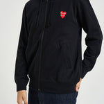 Felpa uomo con cappuccio e zip nera AXT294 BLACK COMME DES GARCON PLAY 