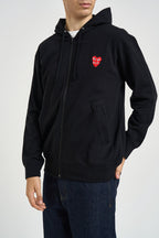 Felpa uomo con cappuccio e zip nera AXT294 BLACK COMME DES GARCON PLAY 