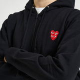 Felpa uomo con cappuccio e zip nera AXT294 BLACK COMME DES GARCON PLAY 