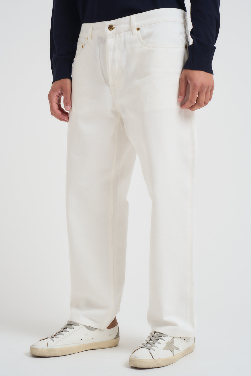 Jeans uomo dritto in denim bianco GMP01186 P00098010190 GOLDEN GOOSE 