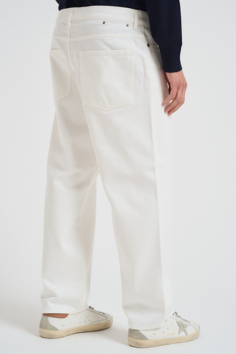 Jeans uomo dritto in denim bianco GMP01186 P00098010190 GOLDEN GOOSE 