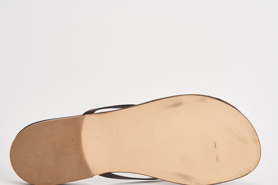 Sandalo donna infradito in pelle nera 10165 MORO ACCADEMIE TESSILI 