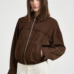 Giacca donna in suede marrone 7957 CACAO ACCADEMIE TESSILI 