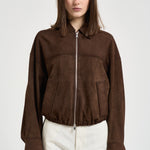 Giacca donna in suede marrone 7957 CACAO ACCADEMIE TESSILI 