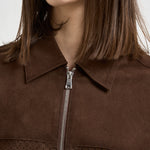 Giacca donna in suede marrone 7957 CACAO ACCADEMIE TESSILI 