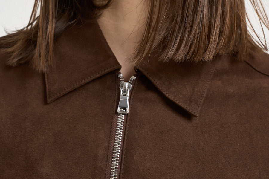 Giacca donna in suede marrone 7957 CACAO ACCADEMIE TESSILI 