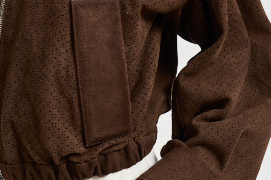 Giacca donna in suede marrone 7957 CACAO ACCADEMIE TESSILI 