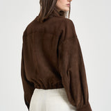 Giacca donna in suede marrone 7957 CACAO ACCADEMIE TESSILI 