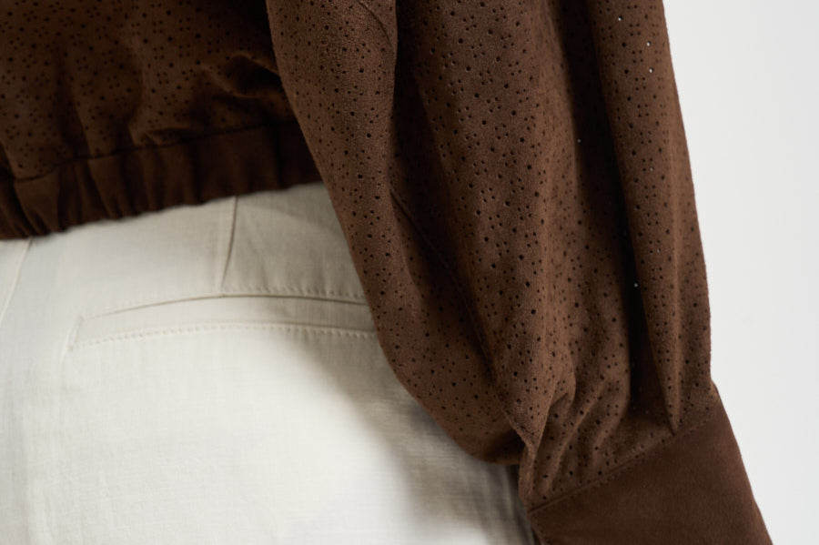 Giacca donna in suede marrone 7957 CACAO ACCADEMIE TESSILI 