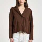 Giacca donna con frange in suede marrone 8730 CAFFE ACCADEMIE TESSILI 