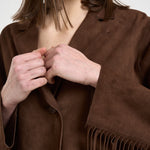Giacca donna con frange in suede marrone 8730 CAFFE ACCADEMIE TESSILI 