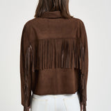 Giacca donna con frange in suede marrone 8730 CAFFE ACCADEMIE TESSILI 