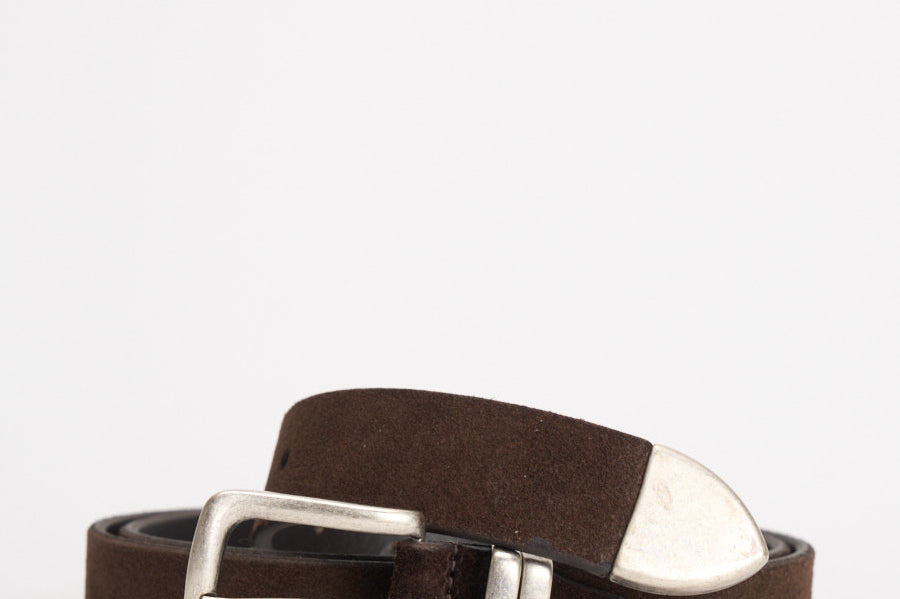 Cintura uomo in suede marrone VZ18 MORO ACCADEMIE TESSILI 