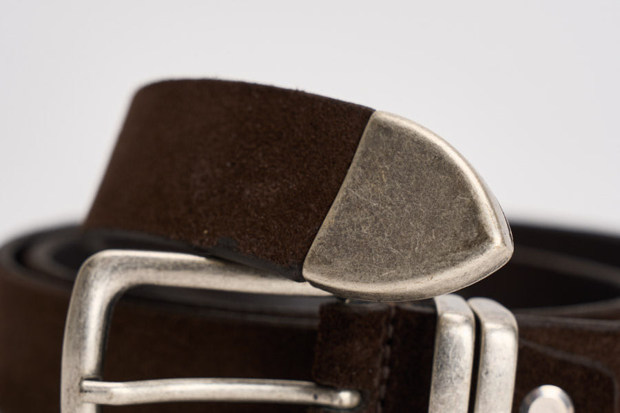 Cintura uomo in suede marrone VZ18 MORO ACCADEMIE TESSILI 