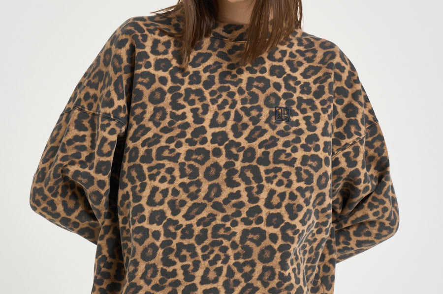 Felpa donna girocollo leopardata 11155 MTL59LEOPARD ANINE BING 