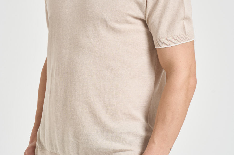 Maglia uomo a maniche corte beige M010201 111 ACCADEMIE TESSILI 