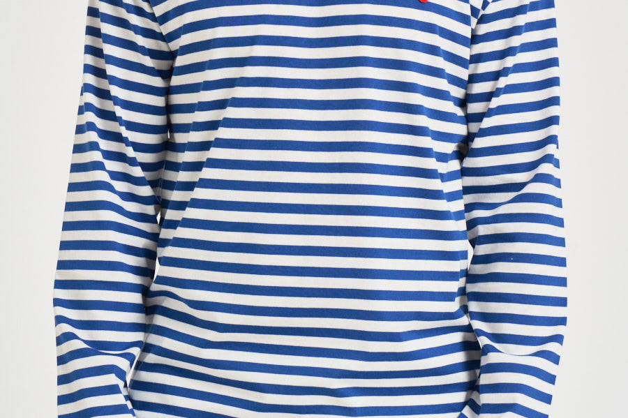 Maglia uomo a righe bianca e blu T164 NAVYWHITE COMME DES GARCON PLAY 