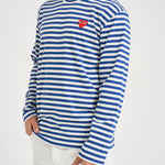 Maglia uomo a righe bianca e blu T164 NAVYWHITE COMME DES GARCON PLAY 