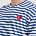 Maglia uomo a righe bianca e blu T164 NAVYWHITE COMME DES GARCON PLAY 