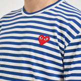 Maglia uomo a righe bianca e blu T164 NAVYWHITE COMME DES GARCON PLAY 