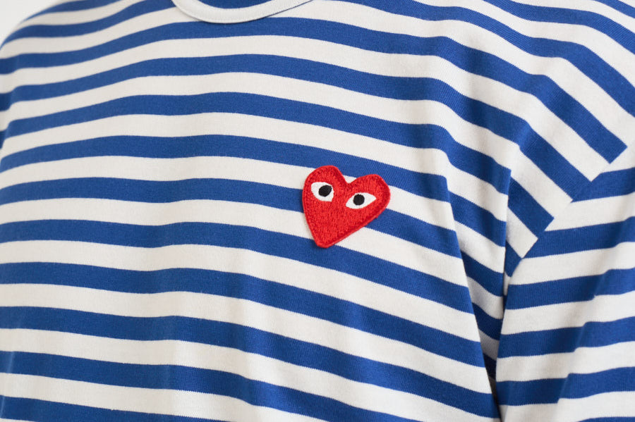 Maglia uomo a righe bianca e blu T164 NAVYWHITE COMME DES GARCON PLAY 