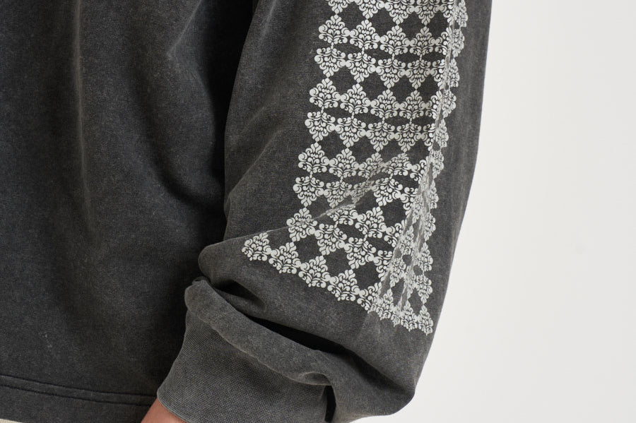 Felpa uomo grigio con stampa HIMARIYU WASHEDBLACK DON'T WASTE CULTURE 