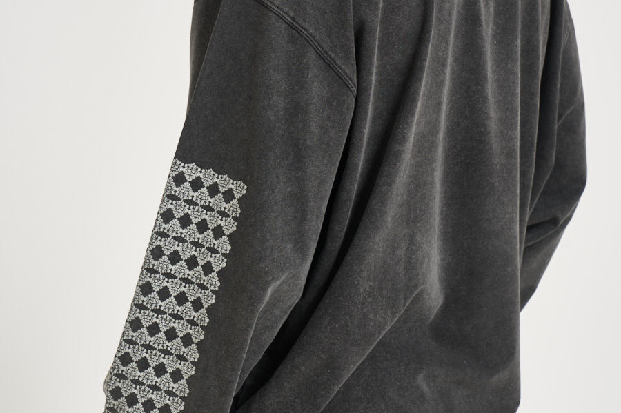 Felpa uomo grigio con stampa HIMARIYU WASHEDBLACK DON'T WASTE CULTURE 
