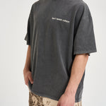 T-shirt uomo grigio antracite con stampa OLIVINNE FADEDBLACK DON'T WASTE CULTURE 