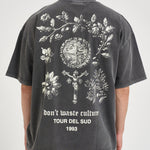 T-shirt uomo grigio antracite con stampa OLIVINNE FADEDBLACK DON'T WASTE CULTURE 