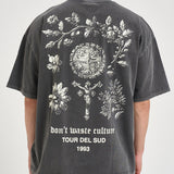 T-shirt uomo grigio antracite con stampa OLIVINNE FADEDBLACK DON'T WASTE CULTURE 