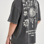 T-shirt uomo grigio antracite con stampa OLIVINNE FADEDBLACK DON'T WASTE CULTURE 