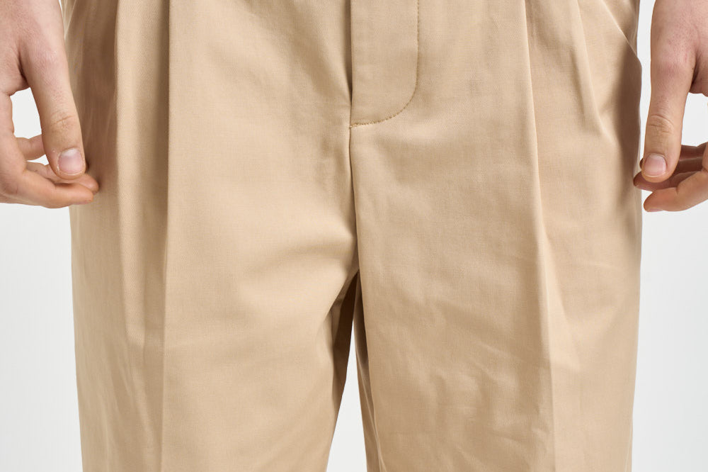 Pantalone uomo doppia pinces beige BP192 CO214BG DROLE DE MONSIEUR 