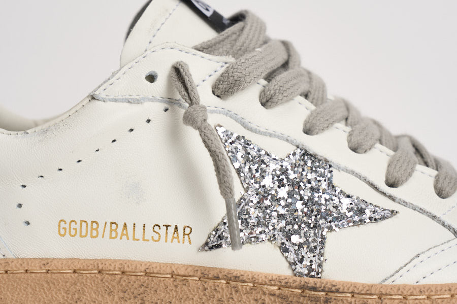 Sneakers donna Ball Star bianca e silver GWF00117 F00377311325 GOLDEN GOOSE 