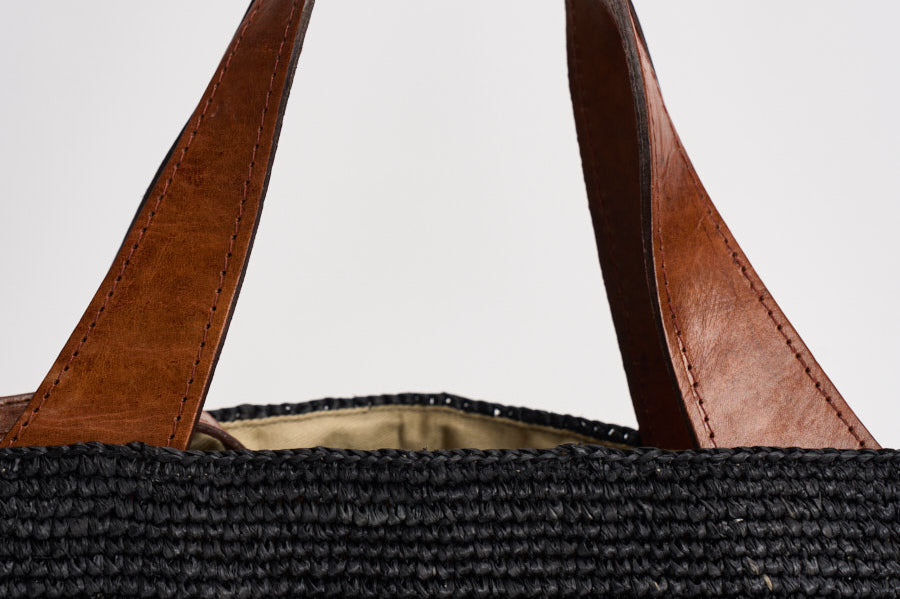 Borsa donna Mirozy in rafia nera MIROZY BLACK IBELIV 