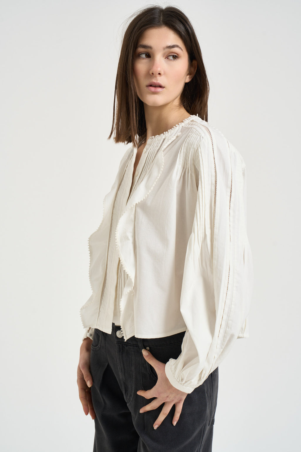 Blusa donna bianca con pizzo CH0308FA D1I02I20WH ISABEL MARANT 