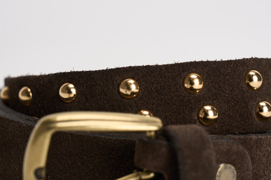 Cintura donna con borchie in suede marrone KXCI2926 MORO KIKISIX 