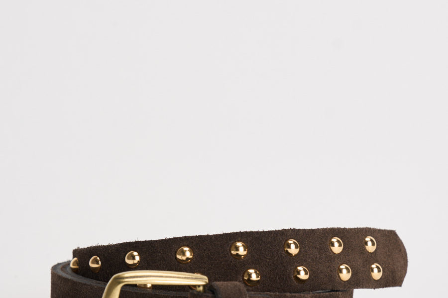 Cintura donna con borchie in suede marrone KXCI2926 MORO KIKISIX 