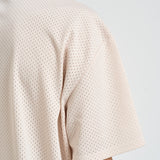 T-shirt uomo in tessuto traforato panna 1001449 EGGNOGWHITE LES DEUX 