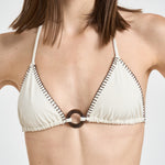 Bikini donna bianco con anello centrale marrone R46XH SHELLWHITER46 MANEBI' 