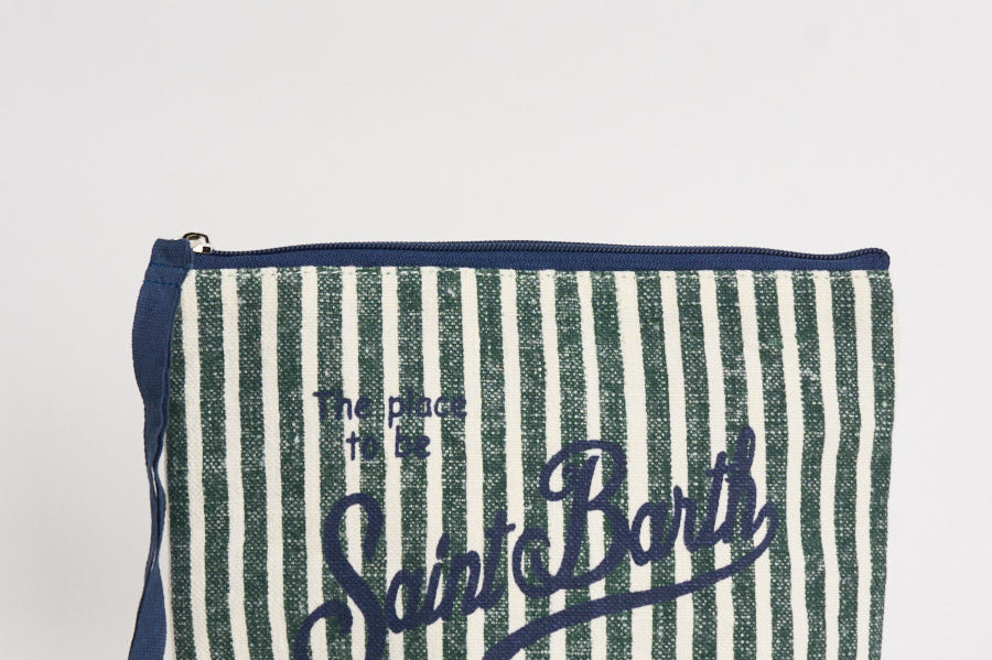 Pochette donna Aline in lino a righe verde ALINE 07803 MC2 SAINT BARTH 