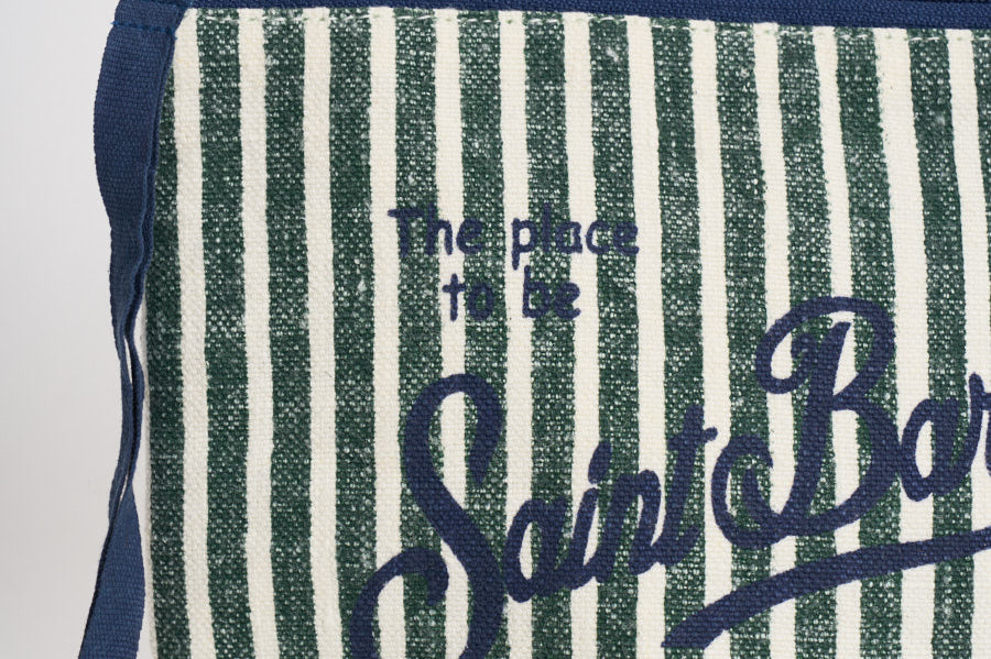 Pochette donna Aline in lino a righe verde ALINE 07803 MC2 SAINT BARTH 
