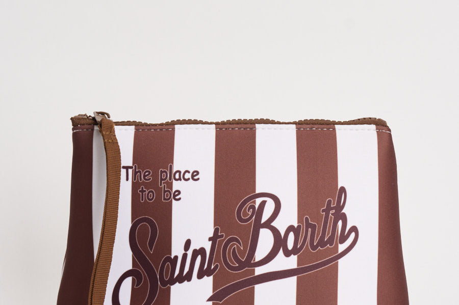 Pochette donna Aline a righe bianca e marrone ALINE 09242L MC2 SAINT BARTH 