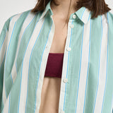 Camicia donna a righe acqua marina BRIG001 5317 MC2 SAINT BARTH 