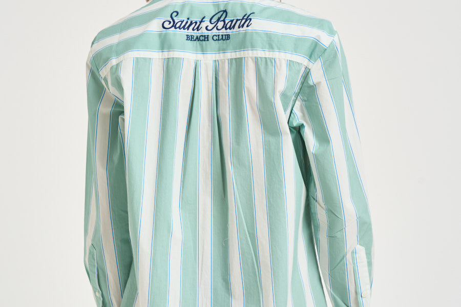 Camicia donna a righe acqua marina BRIG001 5317 MC2 SAINT BARTH 